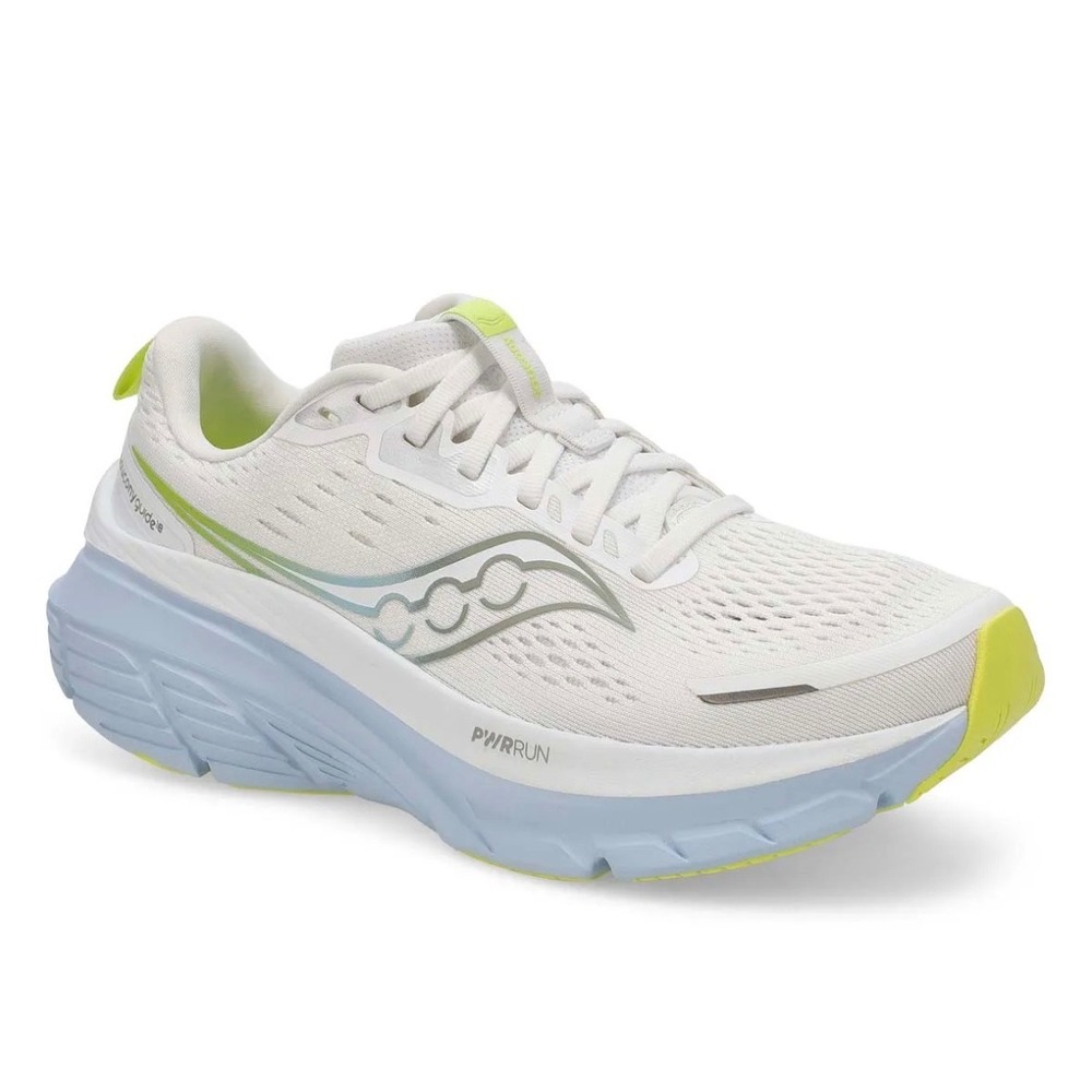 Saucony Guide 16 Womens Running Shoes White Silver Yellow Size 10